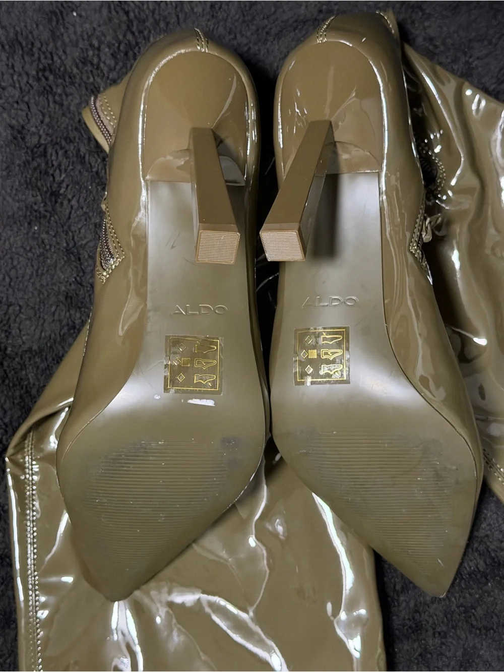 ALDO Olive Patent Over-the-Knee Stiletto Boots